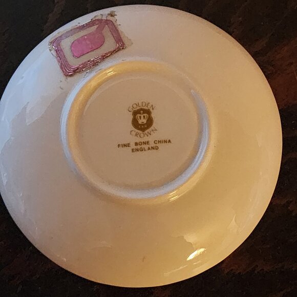 Golden Crown Fine Bone China England Purple Rose Cup and Saucer - Picture 7 of 9